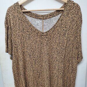 Maurices 24/7 Leopard Print V Neck Top Women's Size XXL